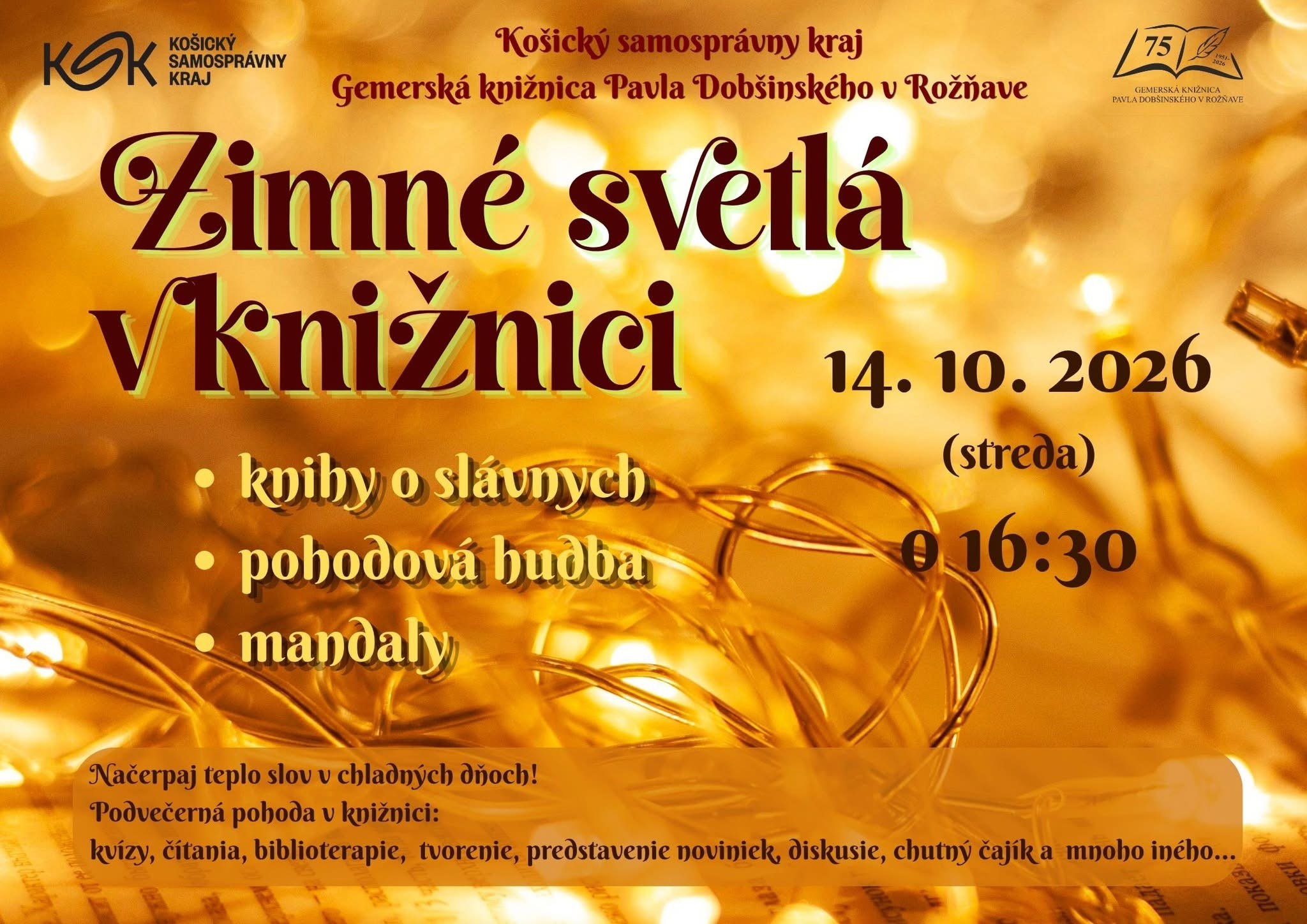 Zimné svetlá v knižnici plagat